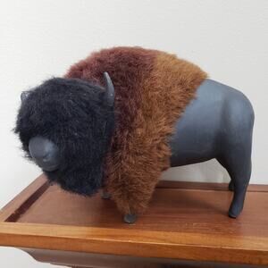 Bison Sculpture Signed on the Belly Matte Black Approx 9" x 6" x 4" Heavy